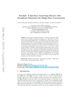 ParaQA: A Question Answering Dataset with Paraphrase Responses for
  Single-Turn Conversation