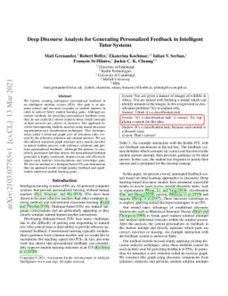 Deep Discourse Analysis for Generating Personalized Feedback in
  Intelligent Tutor Systems