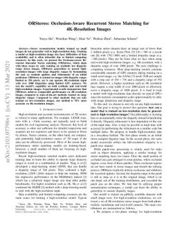 ORStereo: Occlusion-Aware Recurrent Stereo Matching for 4K-Resolution
  Images
