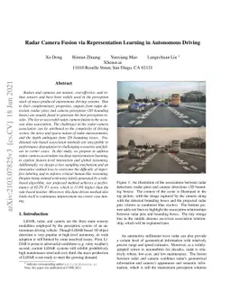 Radar Camera Fusion via Representation Learning in Autonomous Driving