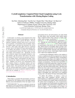 Cycle4Completion: Unpaired Point Cloud Completion using Cycle
  Transformation with Missing Region Coding
