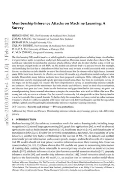 Membership Inference Attacks on Machine Learning: A Survey