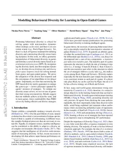 Modelling Behavioural Diversity for Learning in Open-Ended Games