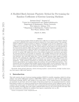 A Modified Batch Intrinsic Plasticity Method for Pre-training the Random
  Coefficients of Extreme Learning Machines
