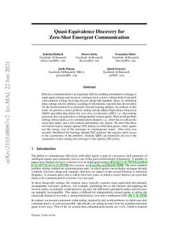 Quasi-Equivalence Discovery for Zero-Shot Emergent Communication