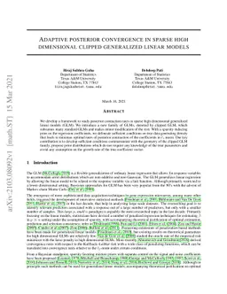 Adaptive posterior convergence in sparse high dimensional clipped
  generalized linear models
