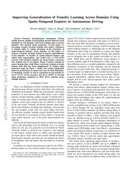 Improving Generalization of Transfer Learning Across Domains Using
  Spatio-Temporal Features in Autonomous Driving