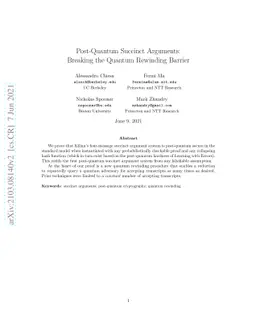 Post-Quantum Succinct Arguments: Breaking the Quantum Rewinding Barrier
