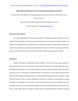 Shape-induced obstacle attraction and repulsion during dynamic locomotion