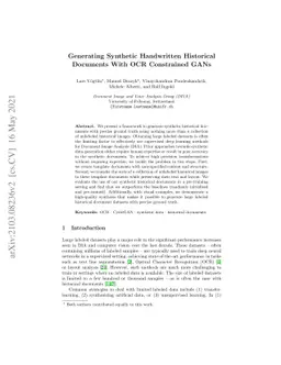 Generating Synthetic Handwritten Historical Documents With OCR
  Constrained GANs