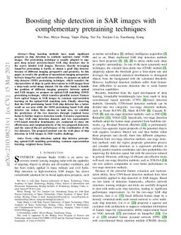 Boosting ship detection in SAR images with complementary pretraining
  techniques