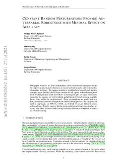 Constant Random Perturbations Provide Adversarial Robustness with
  Minimal Effect on Accuracy