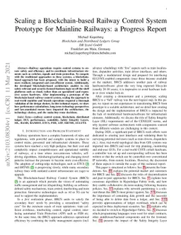 Scaling a Blockchain-based Railway Control System Prototype for Mainline
  Railways: a Progress Report