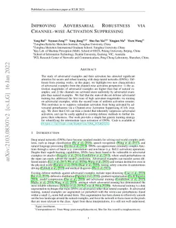 Improving Adversarial Robustness via Channel-wise Activation Suppressing