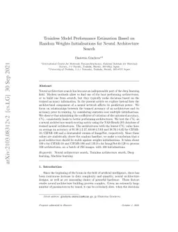 Trainless Model Performance Estimation for Neural Architecture Search