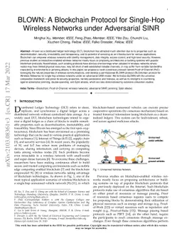 BLOWN: A Blockchain Protocol for Single-Hop Wireless Networks under
  Adversarial SINR