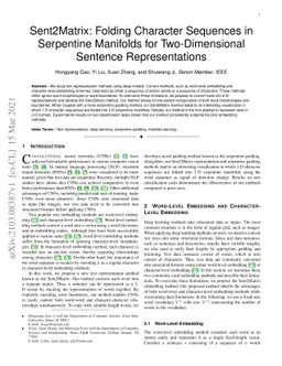 Sent2Matrix: Folding Character Sequences in Serpentine Manifolds for
  Two-Dimensional Sentence