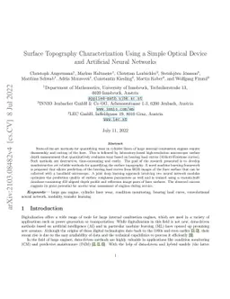 Surface Topography Characterization Using a Simple Optical Device and
  Artificial Neural Networks