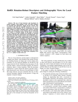 RoRD: Rotation-Robust Descriptors and Orthographic Views for Local
  Feature Matching