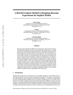 A Hybrid Gradient Method to Designing Bayesian Experiments for Implicit
  Models