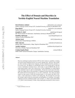 The Effect of Domain and Diacritics in Yorùbá-English Neural Machine
  Translation