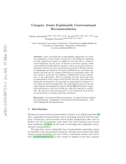 Category Aware Explainable Conversational Recommendation