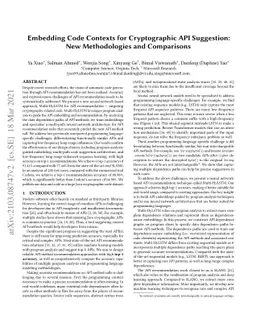 Embedding Code Contexts for Cryptographic API Suggestion:New
  Methodologies and Comparisons