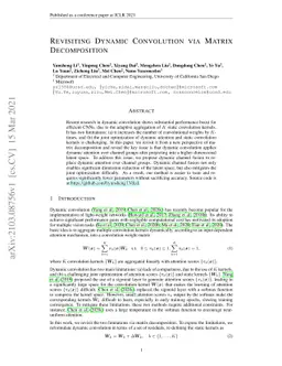 Revisiting Dynamic Convolution via Matrix Decomposition