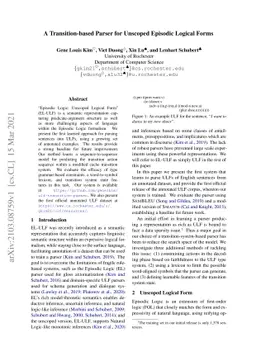 A Transition-based Parser for Unscoped Episodic Logical Forms