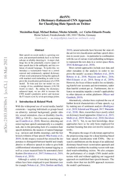 dictNN: A Dictionary-Enhanced CNN Approach for Classifying Hate Speech
  on Twitter