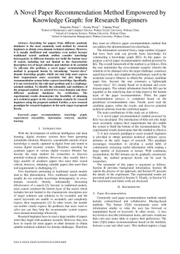 A Novel Paper Recommendation Method Empowered by Knowledge Graph: for
  Research Beginners
