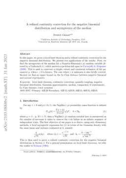 A refined continuity correction for the negative binomial distribution
  and asymptotics of the median