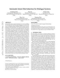 Automatic Intent-Slot Induction for Dialogue Systems