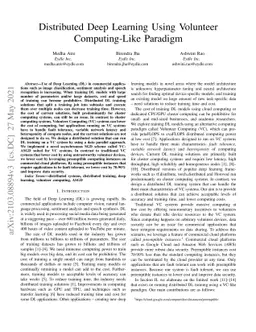 Distributed Deep Learning Using Volunteer Computing-Like Paradigm
