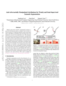 Anti-Adversarially Manipulated Attributions for Weakly and
  Semi-Supervised Semantic Segmentation