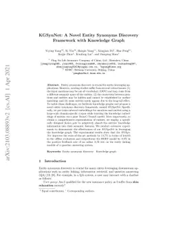 KGSynNet: A Novel Entity Synonyms Discovery Framework with Knowledge
  Graph