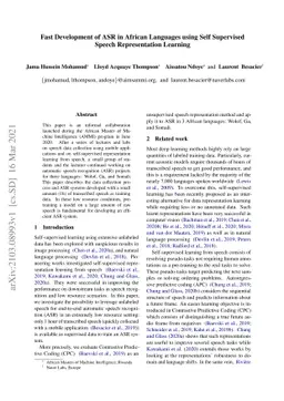 Fast Development of ASR in African Languages using Self Supervised
  Speech Representation Learning