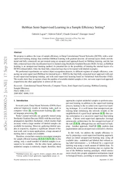 Hebbian Semi-Supervised Learning in a Sample Efficiency Setting