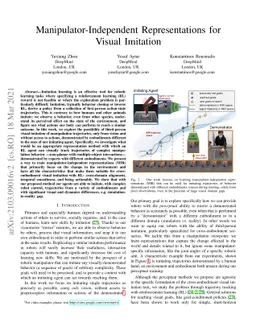 Manipulator-Independent Representations for Visual Imitation