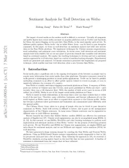 Sentiment Analysis for Troll Detection on Weibo