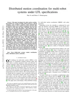 Distributed motion coordination for multi-robot systems under LTL
  specifications