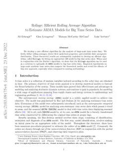 Rollage: Efficient Rolling Average Algorithm to Estimate ARMA Models for
  Big Time Series Data