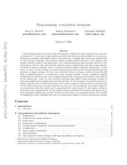Deep learning: a statistical viewpoint