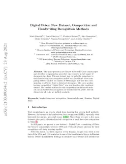 Digital Peter: Dataset, Competition and Handwriting Recognition Methods