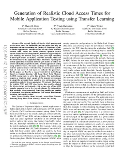 Generation of Realistic Cloud Access Times for Mobile Application
  Testing using Transfer Learning