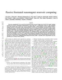 Passive frustrated nanomagnet reservoir computing