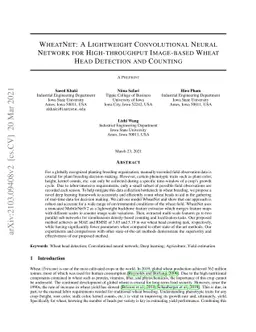 WheatNet: A Lightweight Convolutional Neural Network for High-throughput
  Image-based Wheat Head Detection and Counting