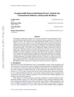 Escaping Saddle Points in Distributed Newton's Method with Communication
  Efficiency and Byzantine Resilience