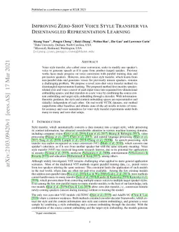 Improving Zero-shot Voice Style Transfer via Disentangled Representation
  Learning