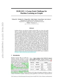 OGB-LSC: A Large-Scale Challenge for Machine Learning on Graphs